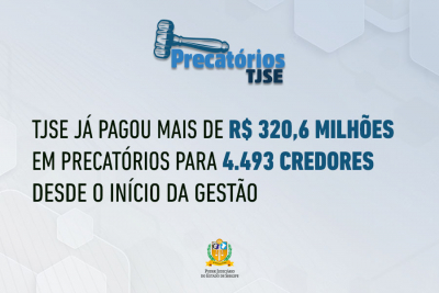 TJSE já pagou mais de R$ 320,6 milhões em precatórios para 4.493 credores desde o início da gestão