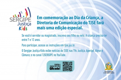 Sergipe Justiça Kids: inscrições abertas de 16 a 20 de setembro