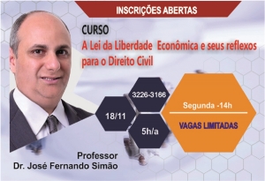 Ejuse: José Fernando Simão ministrará curso sobre a Lei da Liberdade Econômica e Direito Civil