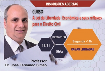 Ejuse: José Fernando Simão ministrará curso sobre a Lei da Liberdade Econômica e Direito Civil