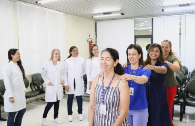 Servidores e Magistrados do Fórum Olímpio Mendonça participam de Ginástica Laboral