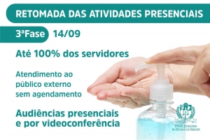 Gabinete de Crise confirma início da 3ª Fase da atividades presenciais do TJSE na segunda, 14/09