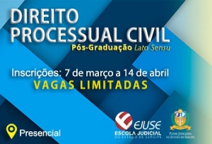 Pós-Graduação em Direito Processual Civil da Ejuse: inscrições a partir de 7 de março