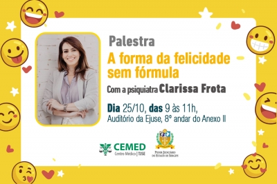 Palestra "A forma da felicidade sem fórmula" ocorrerá no dia 25/10. Inscreva-se!