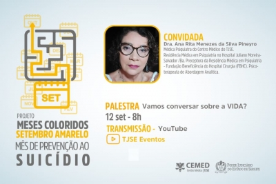 Setembro Amarelo: palestra cujo tema é a prevenção ao suicídio ocorrerá na segunda, dia 12