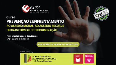 Abertas inscrições para o Curso Prevenção e Enfrentamento ao Assédio Moral, ao Assédio Sexual e outras formas de discriminação – Turma 01/2026 (EAD)