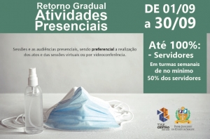 TJSE amplia o retorno gradual das atividades presenciais a partir de 01/09