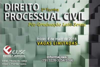 Segunda turma de Pós-Graduação em Direito Processual Civil: inscrições a partir de 12 de março