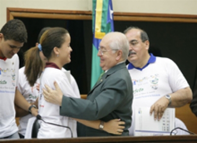 Presidente do TJ prestigia estudantes do Projeto "Parlamentar por Um Dia"