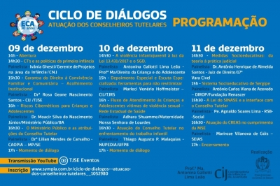 Ciclo de diálogos sobre a atuação dos Conselheiros Tutelares será realizado nos dias 09, 10 e 11/12