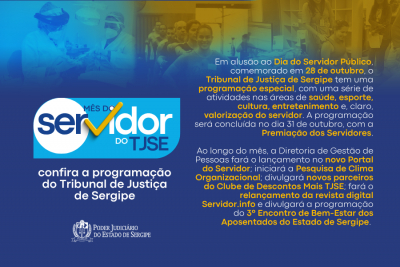 Mês do Servidor: confira a programação do Tribunal de Justiça de Sergipe