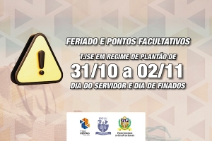 Feriado e pontos facultativos: TJSE em regime de plantão de 31/10 a 02/11