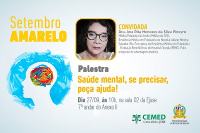 Centro Médico realizará palestra em alusão ao Setembro Amarelo em 27/09