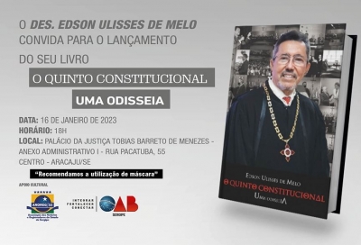 Desembargador Edson Ulisses lançará novo livro na próxima segunda-feira