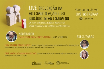 CIJ realizará live sobre prevenção da automutilação e suicídio infantojuvenil na próxima terça-feira