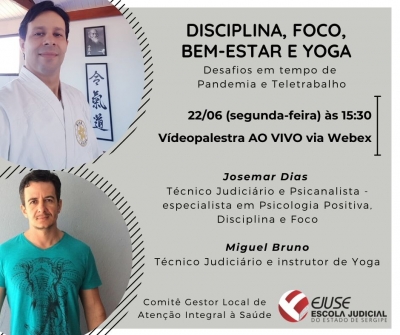 Videopalestra abordará o tema ‘Disciplina, foco, bem-estar e yoga’