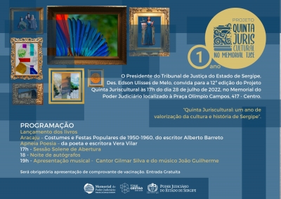 Projeto Quinta Juriscultural do Tribunal de Justiça de Sergipe celebrará um ano