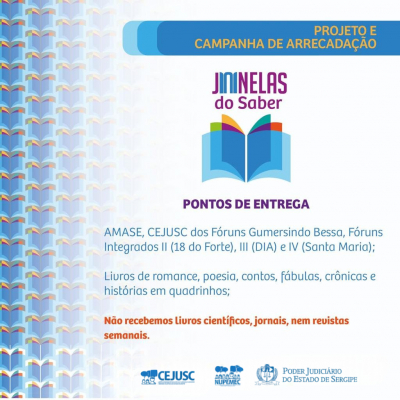 Cejusc realiza campanha de arrecadação de livros para o Projeto Janelas do Saber