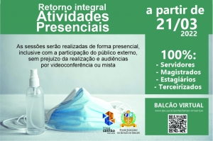 Retorno de 100% do trabalho presencial no TJSE a partir de 21 de março