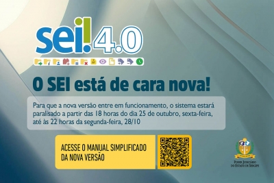 Aviso: paralisação no SEI do Tribunal de Justiça de Sergipe de 25 a 28 de outubro