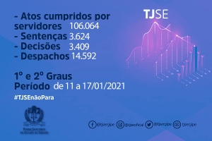 Servidores do TJSE cumprem 106.064 atos entre 11 e 17 de janeiro