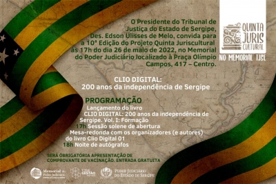 Quinta Juriscultural celebrará 200 anos da Independência de Sergipe