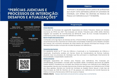 Perícias judiciais e processos de interdição: evento terá início, às 8h, no Arquivo Judiciário e com transmissão pelo YouTube